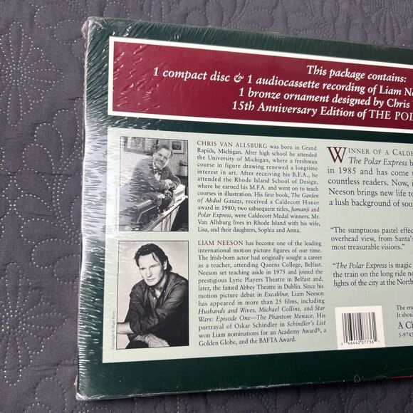 The Polar Express Boxed Gift Set Book Audio CD Tape Ornament Liam Neeson NIB Col - Picture 7 of 11